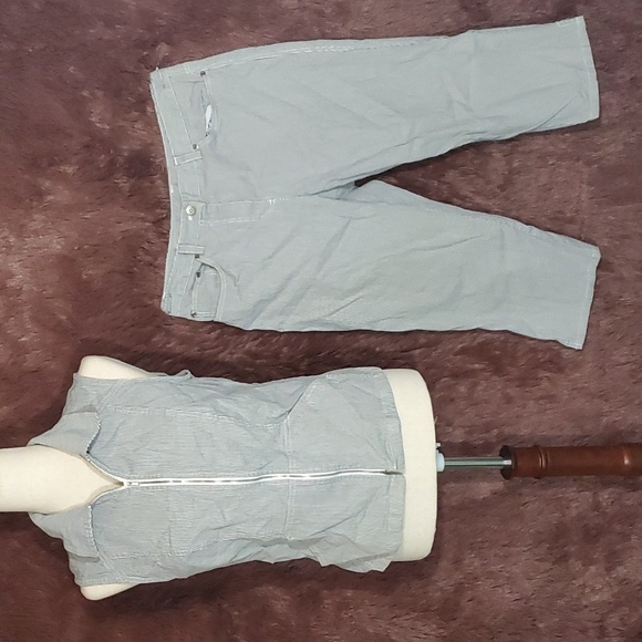 Rafaella Pants - Rafaella Blue Stripe Denim Vest & Pants Set